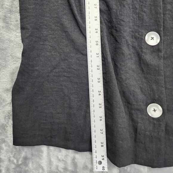 NEW ASOS Curve Dress Womens 20 Black Button Up Linen-Look Mini Fluted Sleeves - Picture 10 of 11
